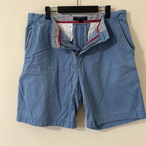 Tommy Hilfiger Blue Grey 9.5" Bermuda Twill Flat Front Chino Shorts Size 36 - Picture 3 of 7